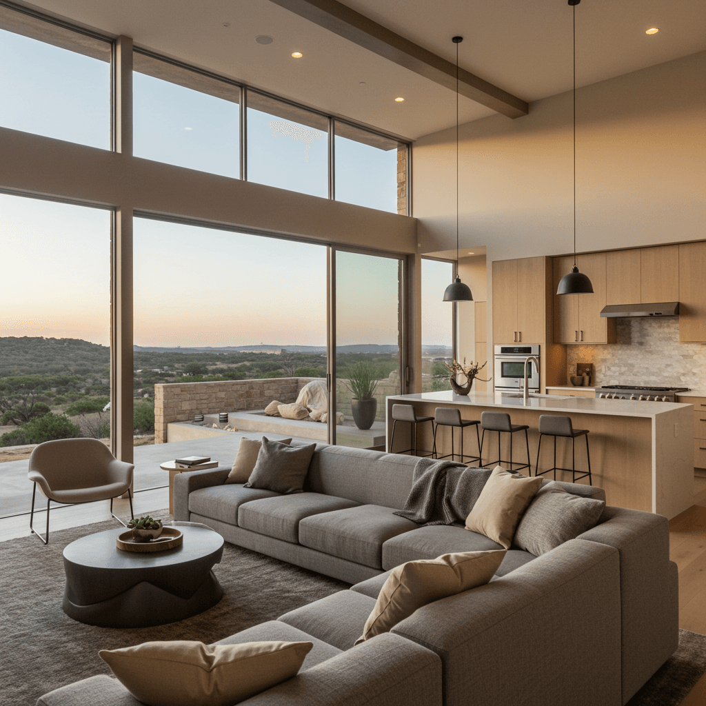 Luxury home interior with view